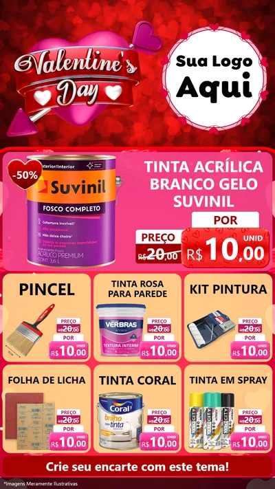 Modelo de Rede Social para Stories com o tema Valentine's Day para Tintas e Ferramentas