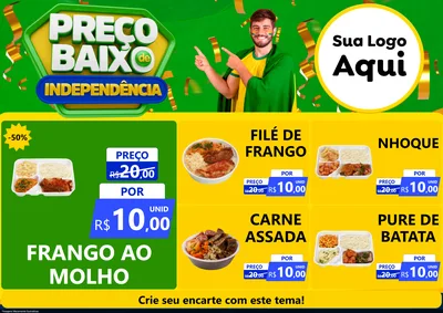 Modelo de Encarte para Encarte A4 Horizontal com o tema Preço Baixo de Independência para Restaurante