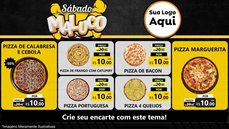 Modelo de TV para TV Horizontal com o tema Sábado Maluco para Pizzaria