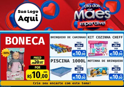 Modelo de Encarte para Encarte A4 Horizontal com o tema Dia Das Mães Imperdível para Brinquedos