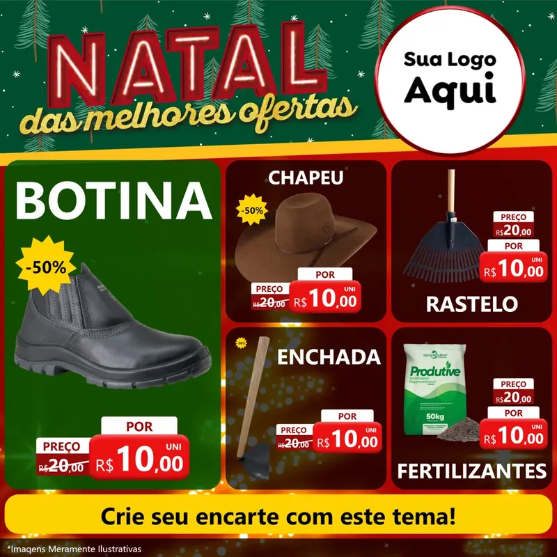 Modelo de Rede Social para Feed Facebook com o tema Natal das Melhores Ofertas para Agropecuária