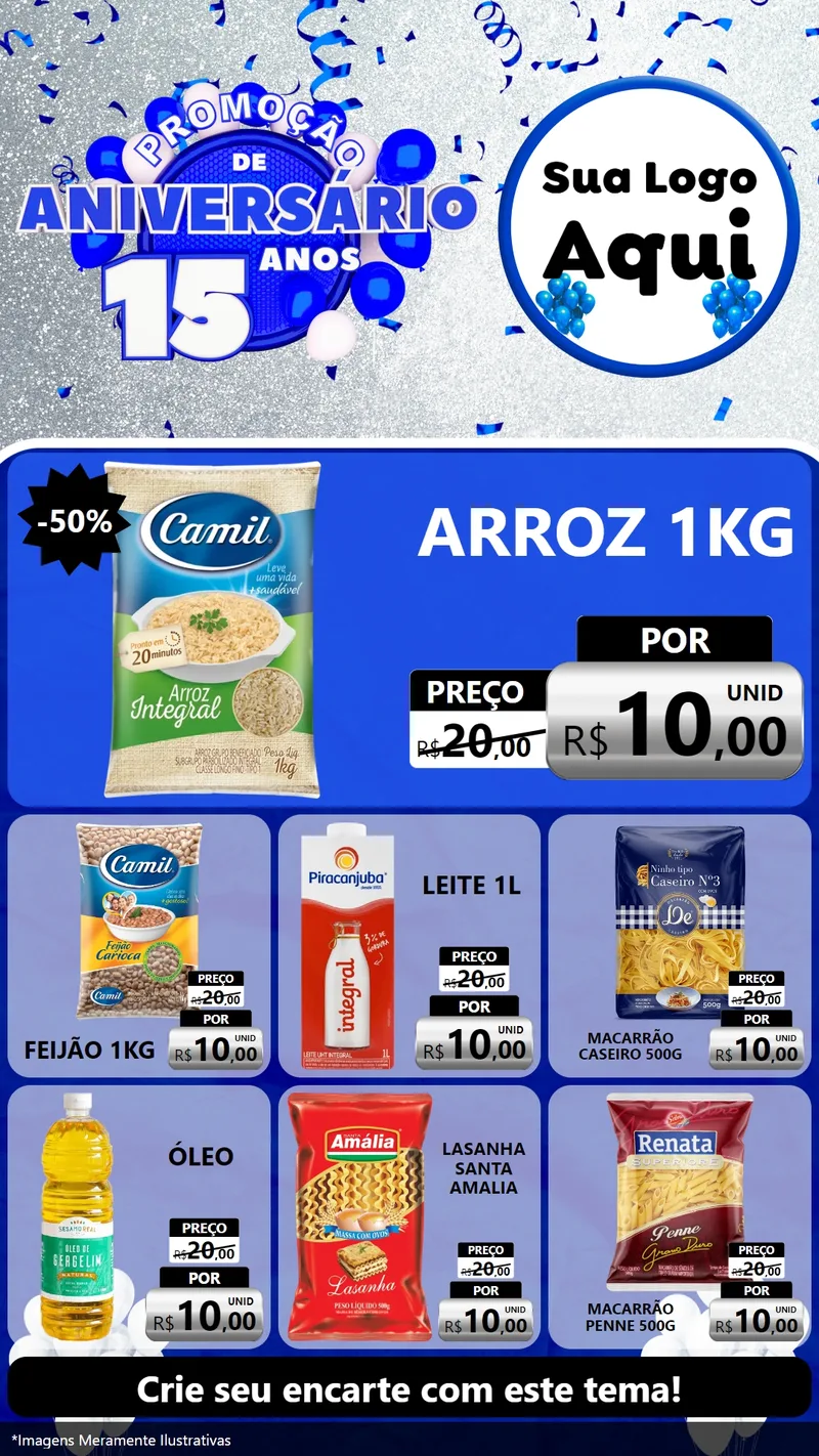 Modelo de Rede Social para Stories com o tema Promoção de Aniversário - 15 Anos para Supermercado