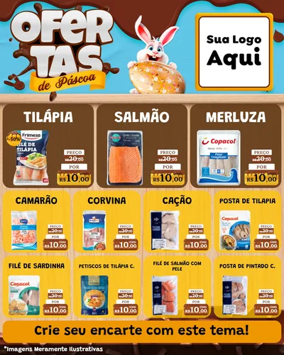 Modelo de Rede Social para Feed Instagram com o tema Ofertas de Páscoa para Peixaria