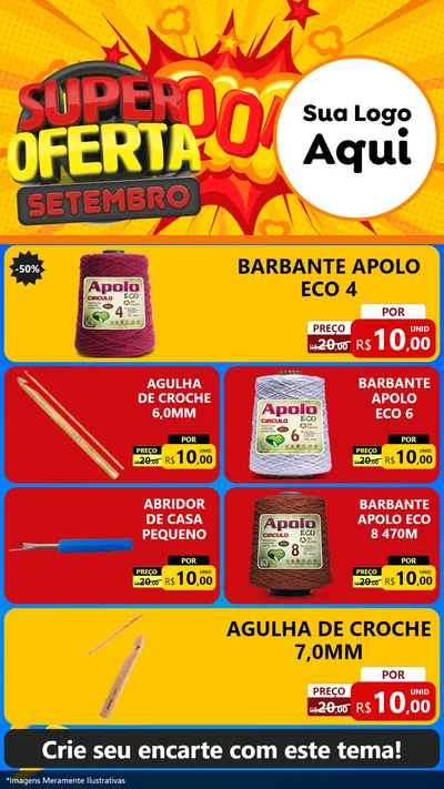Modelo de TV para TV Vertical com o tema Super Oferta Setembro para Armarinho e Aviamentos