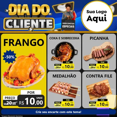 Modelo de Rede Social para Feed Facebook com o tema Dia Do Cliente para Assados