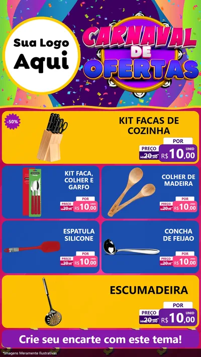 Modelo de TV para TV Vertical com o tema Carnaval de Ofertas para Utilidades Domésticas