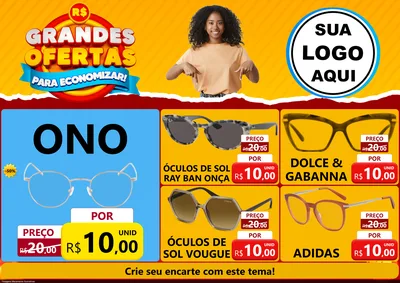 Modelo de Encarte para Encarte A4 Horizontal com o tema Grandes Ofertas Para Economizar! para Óticas