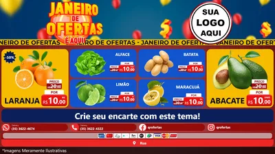 Modelo de TV para TV Horizontal com o tema Janeiro de Ofertas É Aqui! para Hortifrúti
