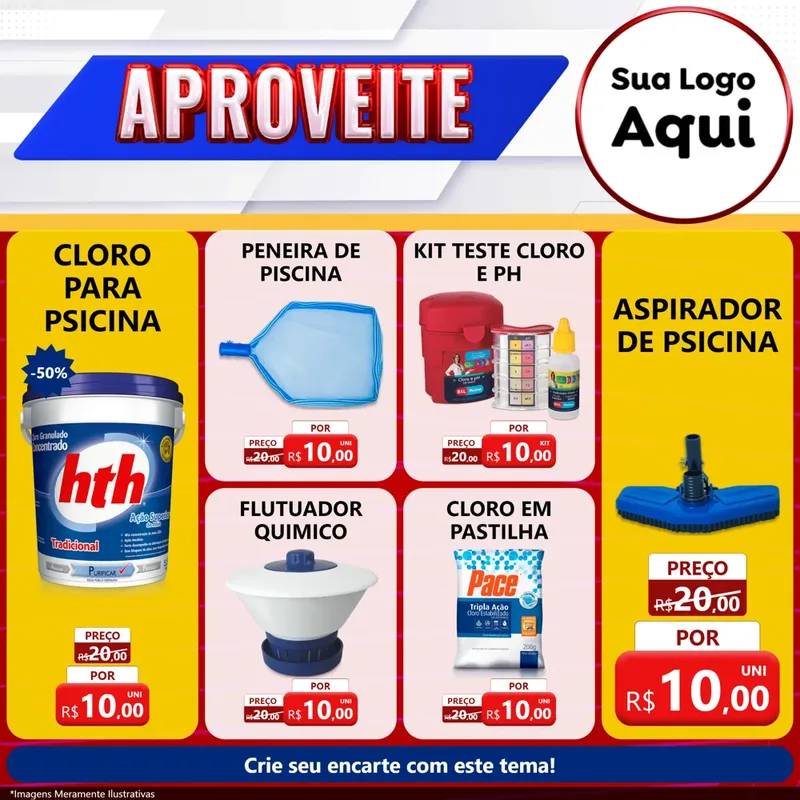 Modelo de Rede Social para Feed Facebook com o tema Aproveite para Produtos para Piscina