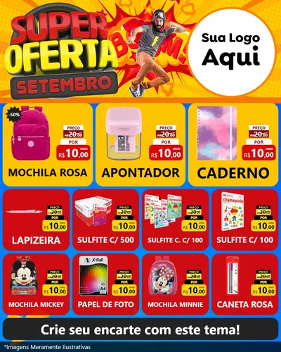 Modelo de Rede Social para Feed Instagram com o tema Super Oferta Setembro para Papelaria