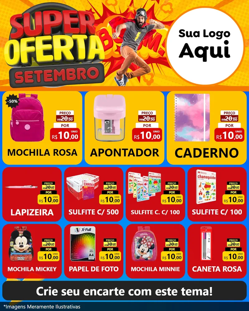 Modelo de Rede Social para Feed Instagram com o tema Super Oferta Setembro para Papelaria