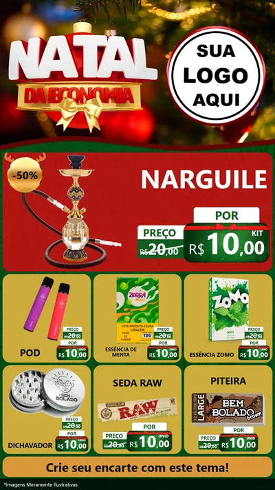 Modelo de Rede Social para Stories com o tema Natal da Economia para Tabacaria