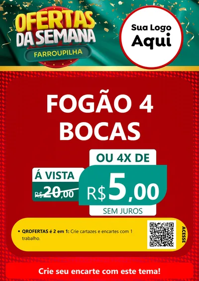 Modelo de Cartaz para Cartaz A4 Vertical com o tema Ofertas da Semana Farroupilha para Móveis e Eletro
