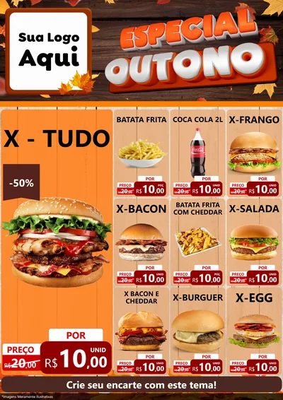 Modelo de Encarte para Encarte A4 Vertical com o tema Especial Outono para Hamburgueria