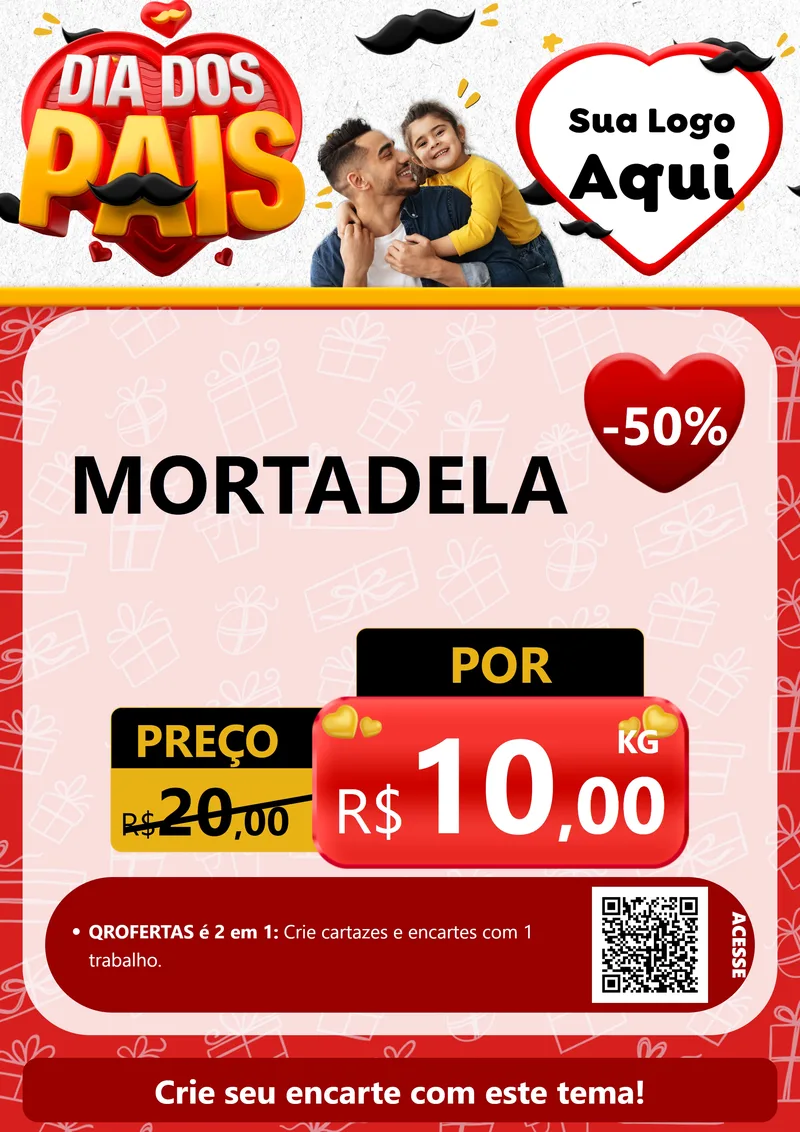 Modelo de Cartaz para Cartaz A4 Vertical com o tema Dia dos Pais para Frios e Laticínios