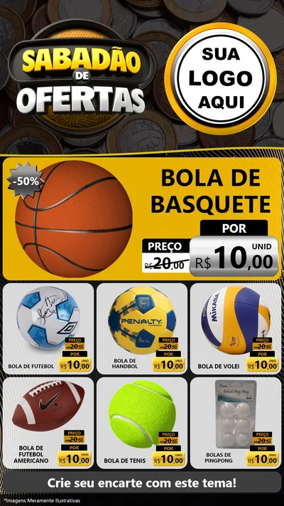 Modelo de Rede Social para Stories com o tema Sabadão de Ofertas para Artigos Esportivos