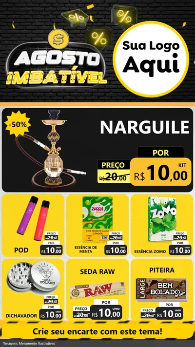 Modelo de Rede Social para Stories com o tema Agosto Imbatível para Tabacaria