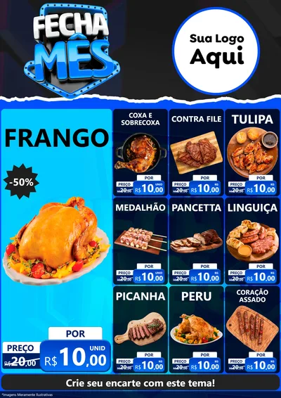 Modelo de Encarte para Encarte A4 Vertical com o tema Fecha Mês para Assados