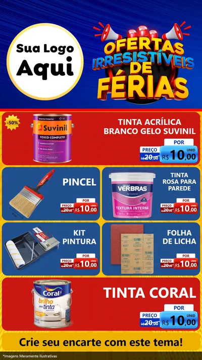 Modelo de TV para TV Vertical com o tema Ofertas Irresistíveis de Férias para Tintas e Ferramentas