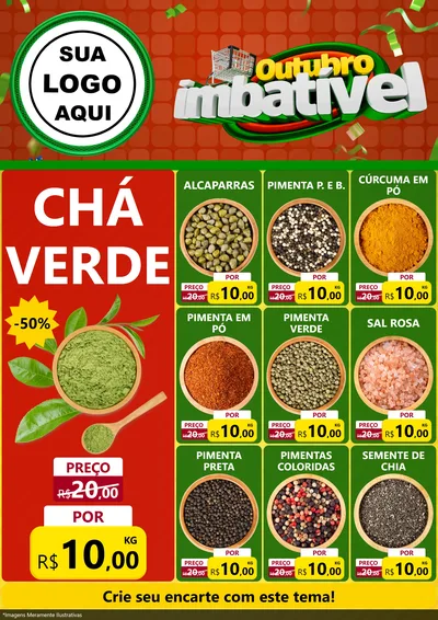 Modelo de Encarte para Encarte A4 Vertical com o tema Outubro Imbatível para Produtos Naturais