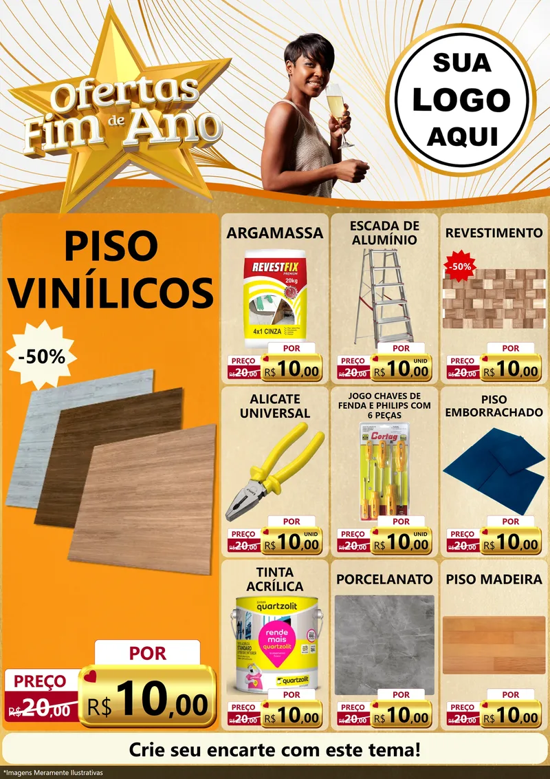 Modelo de Encarte para Encarte A4 Vertical com o tema Ofertas Fim de Ano para Material para Construção