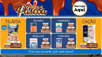 Modelo de TV para TV Horizontal com o tema Ofertas de Páscoa para Peixaria