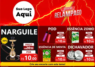 Modelo de Encarte para Encarte A4 Horizontal com o tema Ofertas Relâmpago para Tabacaria