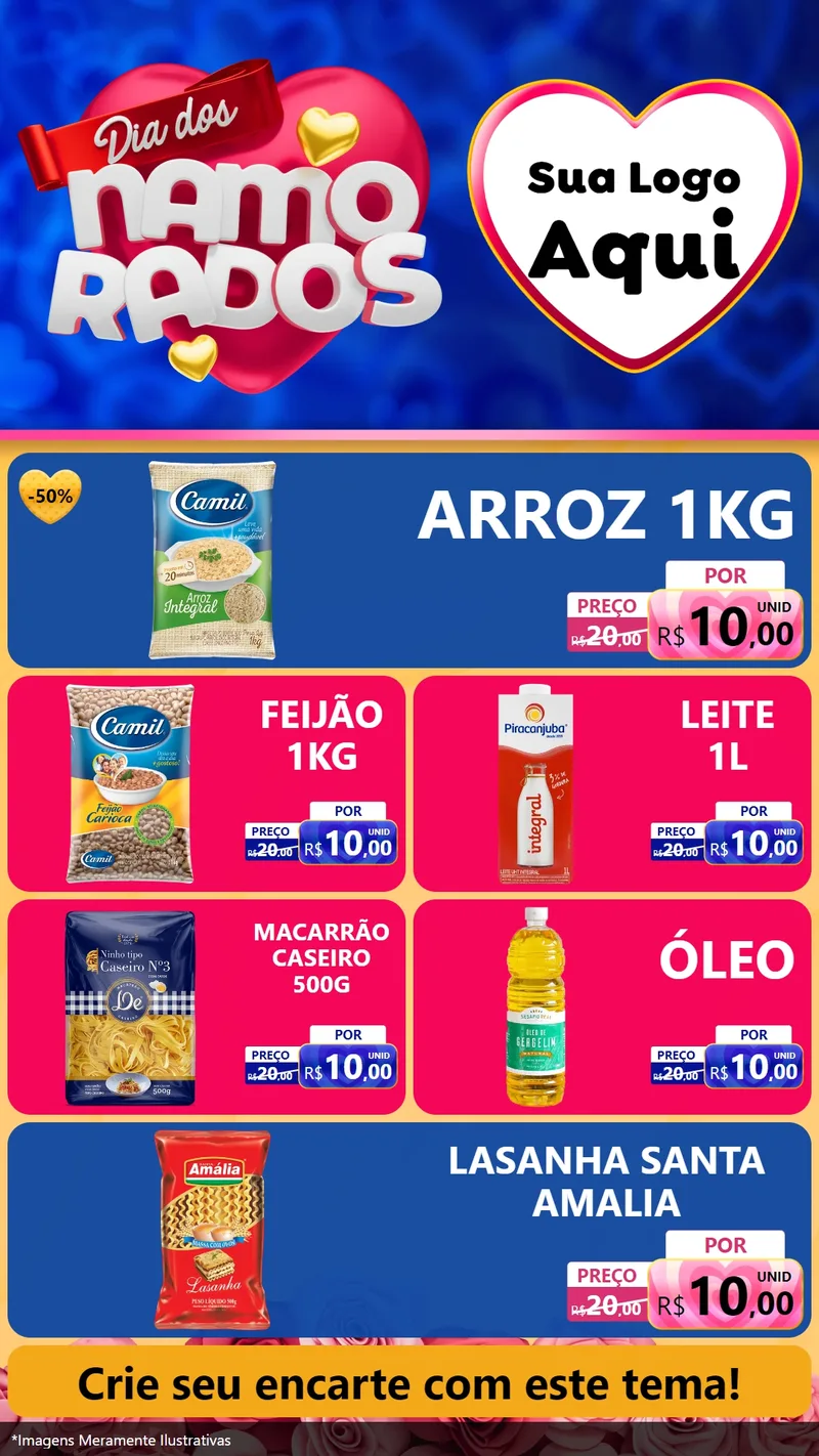 Modelo de TV para TV Vertical com o tema Dia dos namorados para Supermercado