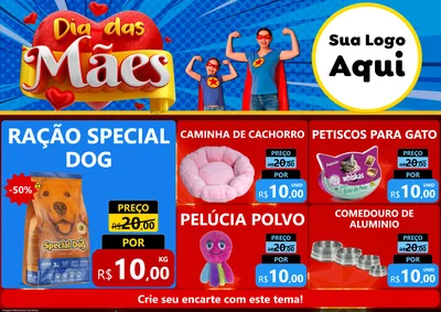 Modelo de Encarte para Encarte A4 Horizontal com o tema Dia das Mães para Pet Shop