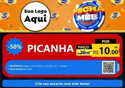 Modelo de Cartaz para Cartaz A4 Horizontal com o tema Fecha Mês para Açougue
