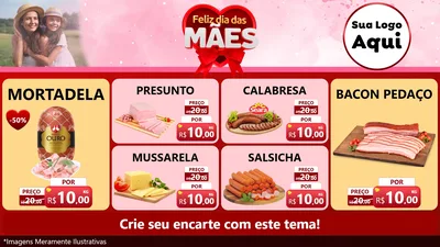 Modelo de TV para TV Horizontal com o tema Feliz Dia Das Mães para Frios e Laticínios