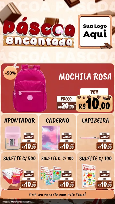 Modelo de Rede Social para Stories com o tema Páscoa Encantada para Papelaria