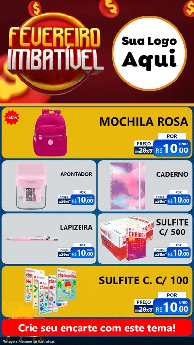 Modelo de TV para TV Vertical com o tema Fevereiro Imbatível para Papelaria