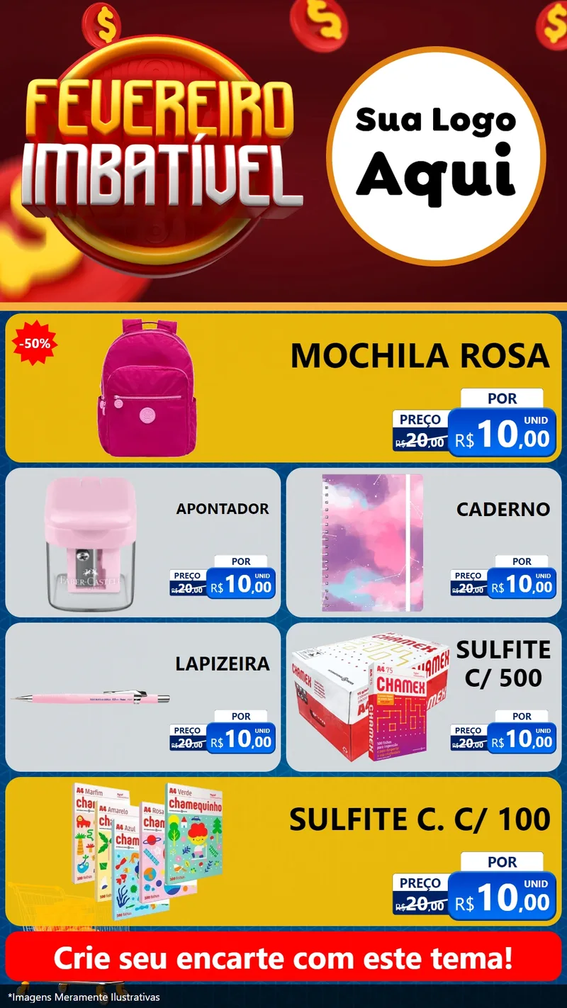 Modelo de TV para TV Vertical com o tema Fevereiro Imbatível para Papelaria