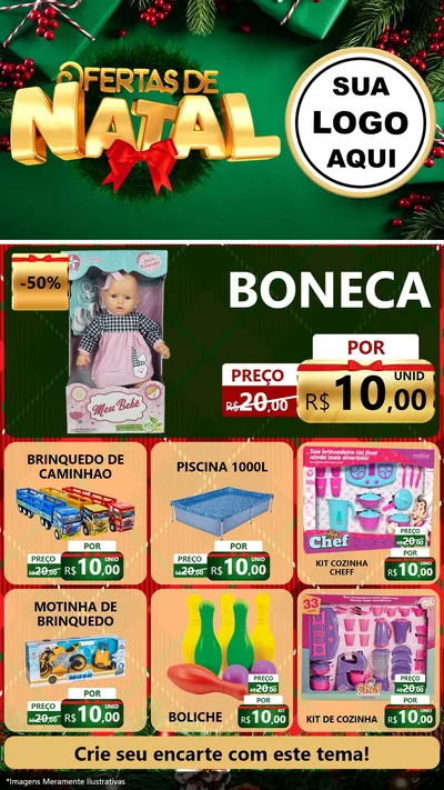 Modelo de Rede Social para Stories com o tema Ofertas de Natal para Brinquedos
