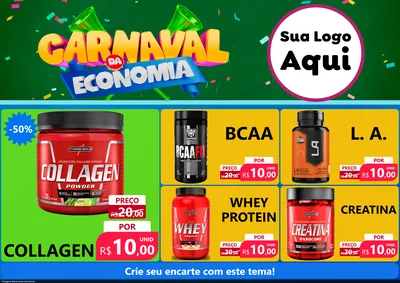 Modelo de Encarte para Encarte A4 Horizontal com o tema Carnaval da Economia para Suplementos alimentares