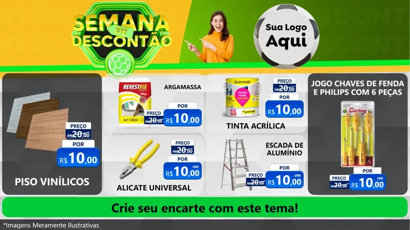 Modelo de TV para TV Horizontal com o tema Semana de Descontão - Copa para Material para Construção