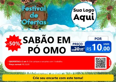 Modelo de Cartaz para Cartaz A4 Horizontal com o tema Festival de Ofertas - Inverno para Produtos de Limpeza