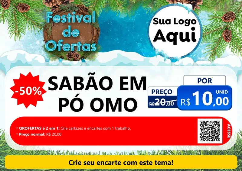 Modelo de Cartaz para Cartaz A4 Horizontal com o tema Festival de Ofertas - Inverno para Produtos de Limpeza