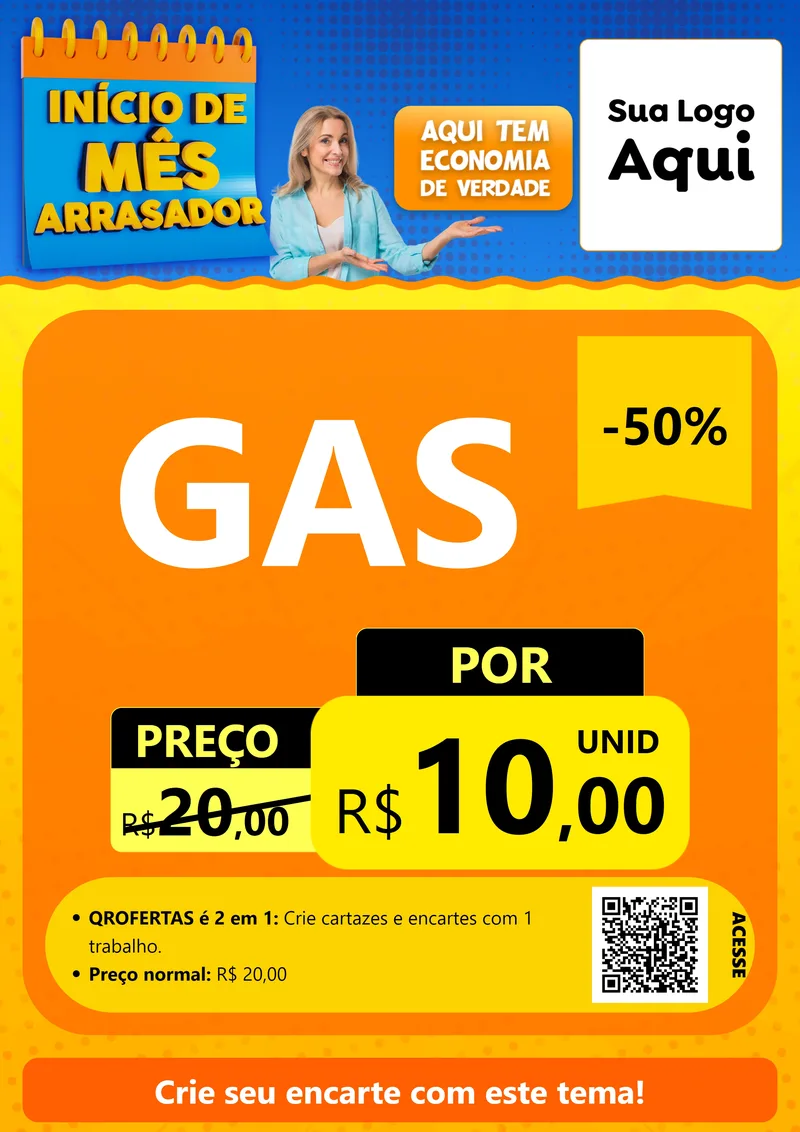 Modelo de Cartaz para Cartaz A4 Vertical com o tema Início de Mês Arrasador para Água e gás