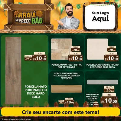 Modelo de Rede Social para Feed Facebook com o tema Arraiá do preço bão para Pisos e revestimentos