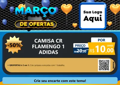Modelo de Cartaz para Cartaz A4 Horizontal com o tema Março de Ofertas para Roupas e acessórios