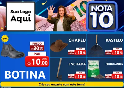 Modelo de Encarte para Encarte A4 Horizontal com o tema Nota 10 para Agropecuária