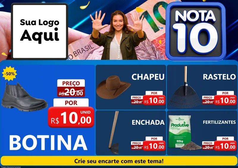Modelo de Encarte para Encarte A4 Horizontal com o tema Nota 10 para Agropecuária