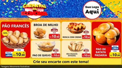 Modelo de TV para TV Horizontal com o tema Carnaval da Economia para Padaria