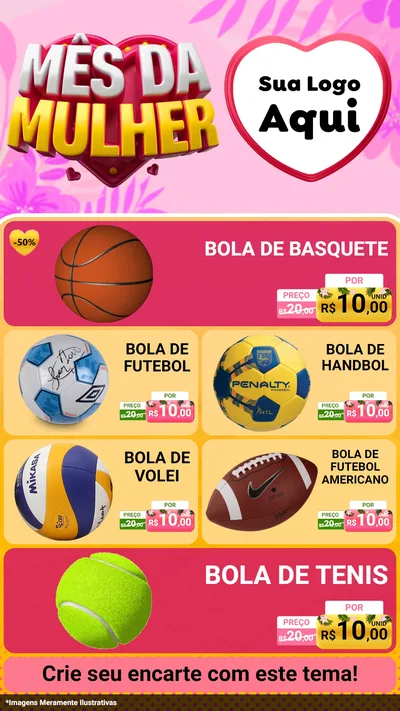 Modelo de TV para TV Vertical com o tema Mês da Mulher para Artigos Esportivos