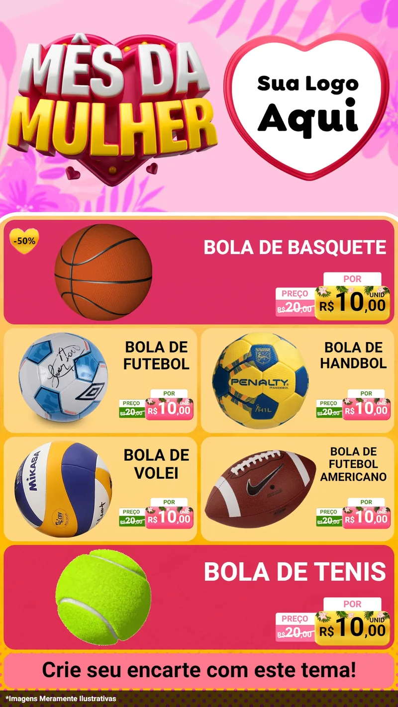 Modelo de TV para TV Vertical com o tema Mês da Mulher para Artigos Esportivos