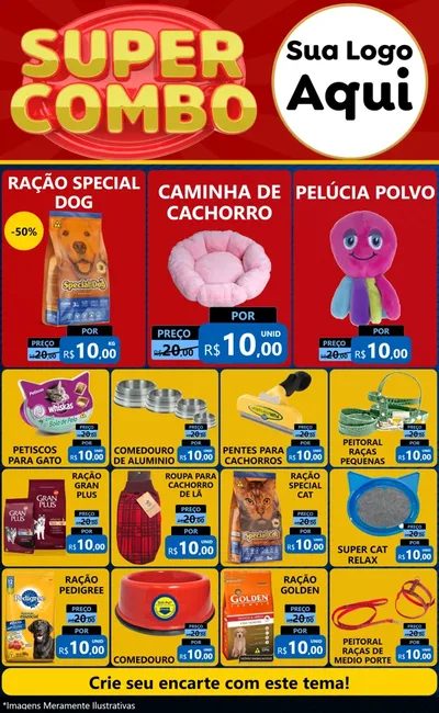Modelo de Encarte para Encarte Grande com o tema Super Combo para Pet Shop