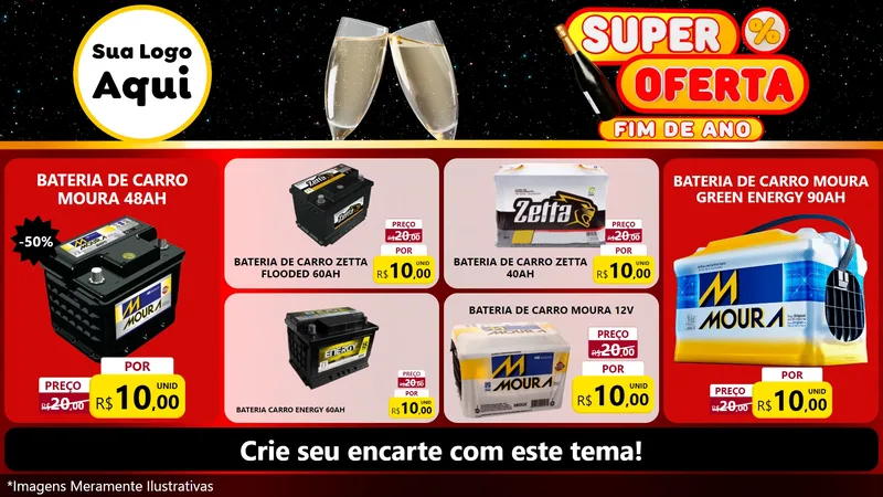 Modelo de TV para TV Horizontal com o tema Super Oferta Fim de Ano para Baterias Elétricas