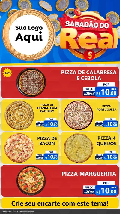 Modelo de TV para TV Vertical com o tema Sabadão do Real para Pizzaria